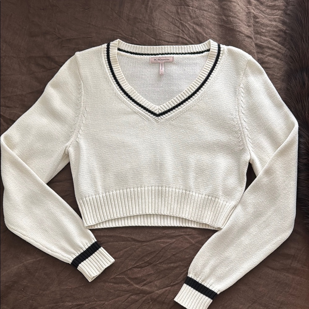White V-Neck Women's Sweater